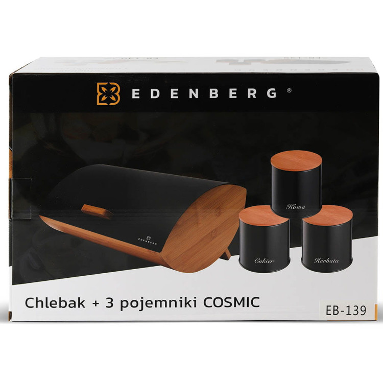 Zestaw kuchenny Chlebak drewniany z pojemnikami Edenberg EB 139 Zestaw kuchenny Chlebak drewniany z pojemnikami Edenberg EB 139