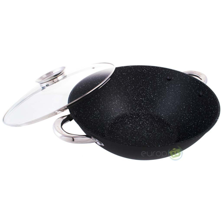 Wok żeliwny Kamille 4815MR 26cm z pokrywką i sztućcami indukcja Wok żeliwny Kamille 4815MR 26cm z pokrywką i sztućcami indukcja