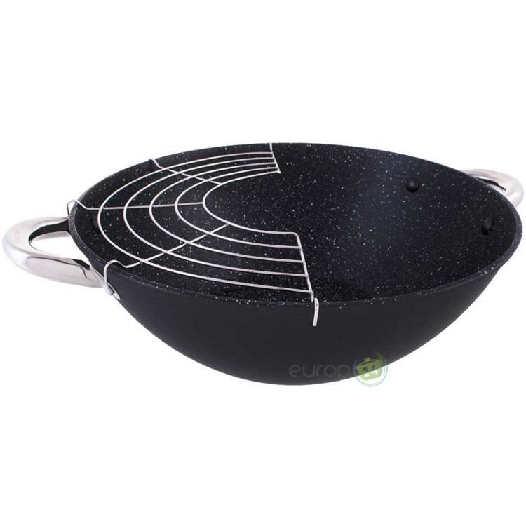 Wok żeliwny Kamille 4815MR 26cm z pokrywką i sztućcami indukcja Wok żeliwny Kamille 4815MR 26cm z pokrywką i sztućcami indukcja