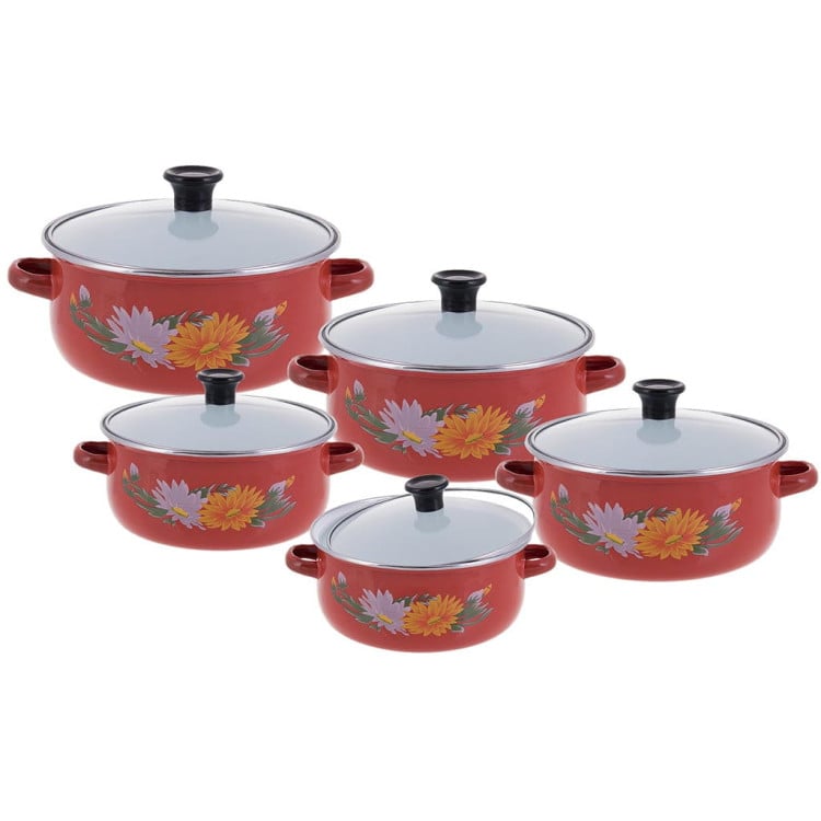 Garnki emaliowane Klausberg KB 7170 zestaw garnków emaliowane garnek GAZ emalia Czerwone Garnki emaliowane Klausberg KB 7170 zestaw garnków emaliowane garnek GAZ emalia Czerwone