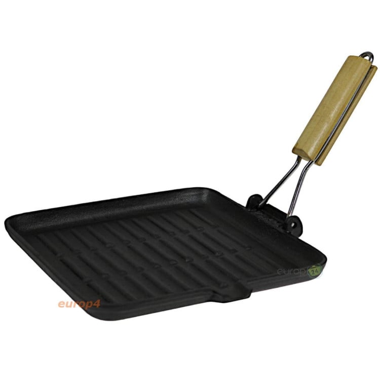 Patelnia żeliwna grillowa 24x24 kwadratowa ciężka Indukcja Gaz Kinghoff KH 1107