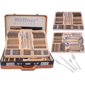 Sztućce w walizce Hoffner HF 2810S 72 elementy zestaw widelce łyżki noże satyna