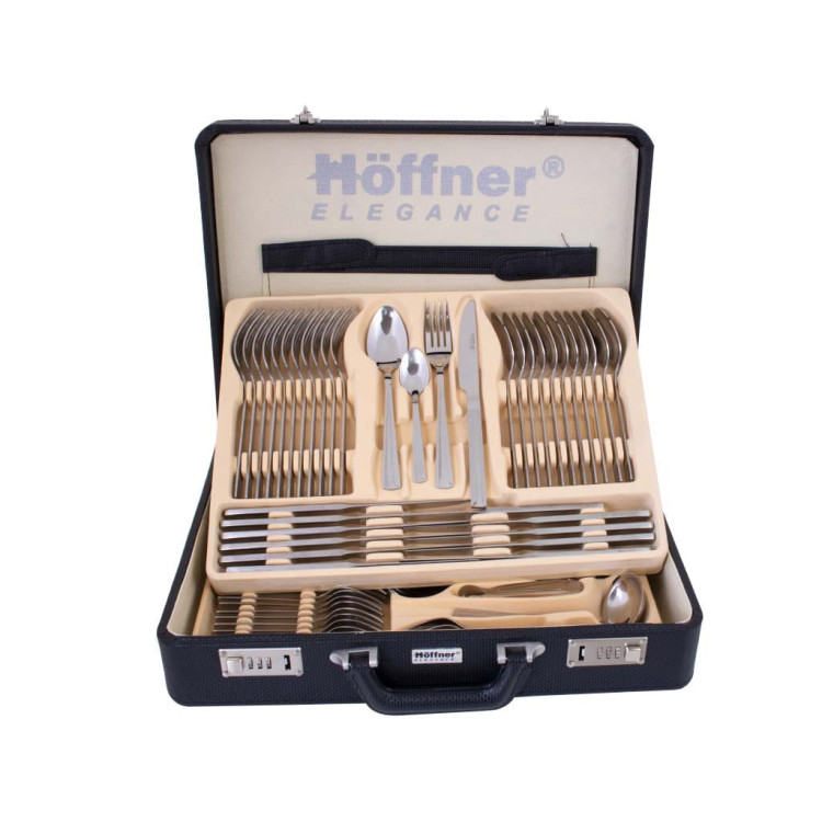 Sztućce w walizce Hoffner HF 2700 72 elementy zestaw widelce łyżki noże połysk Sztućce w walizce Hoffner HF 2700 72 elementy zestaw widelce łyżki noże połysk