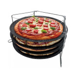 Blaszki do pizzy marmurkowe x4 ze stojakiem czteropoziomowym Kinghoff 1553 Okrągłe blachy 32 cm