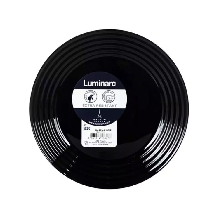 Serwis obiadowy Luminarc Harena 18 elementów czarny talerze dla 6 osób
