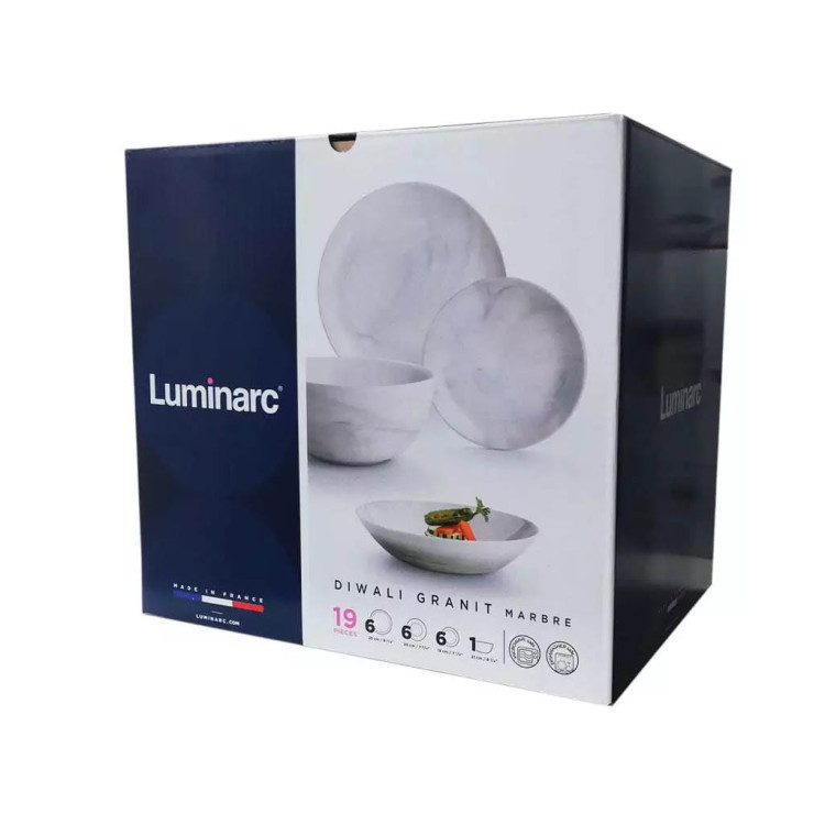 Serwis obiadowy Diwali Luminarc 19 elementów marmur talerze dla 6 osób Serwis obiadowy Diwali Luminarc 19 elementów marmur talerze dla 6 osób