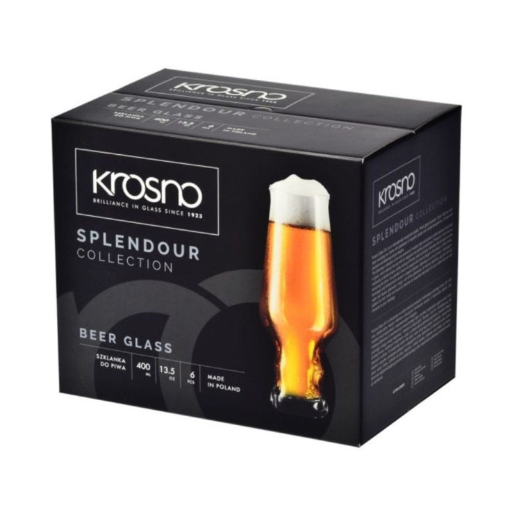 Szklanki do piwa pokal Krosno Splendour 400 ml zestaw 6 szklanek