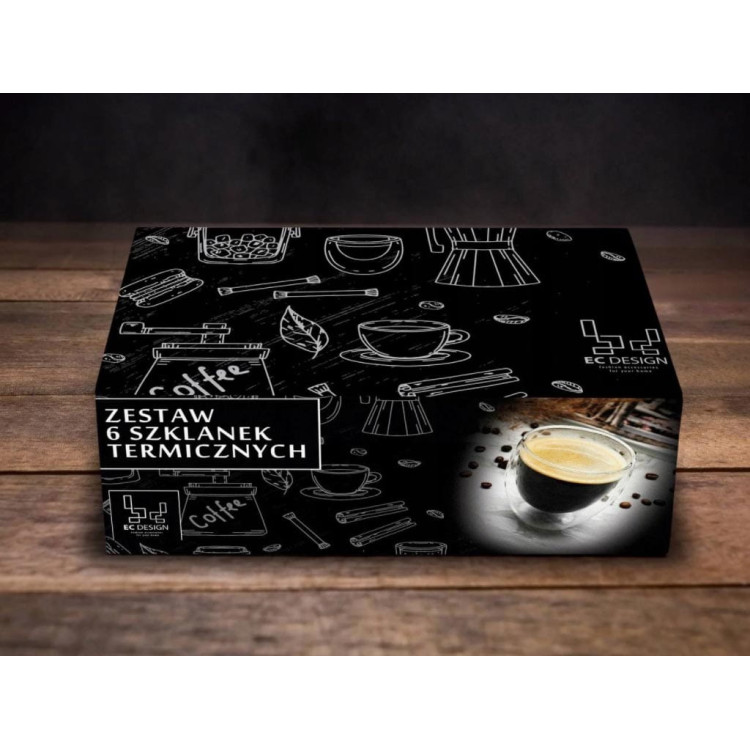 Szklanki termiczne do kawy latte 250 ml zestaw 6 sztuk Szklanki termiczne do kawy latte 250 ml zestaw 6 sztuk