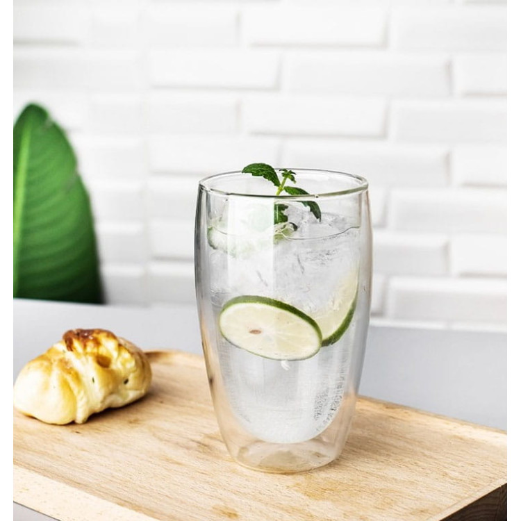 Szklanki termiczne MG Home 450 ml do kawy latte zestaw 2 sztuki Szklanki termiczne MG Home 450 ml do kawy latte zestaw 2 sztuki