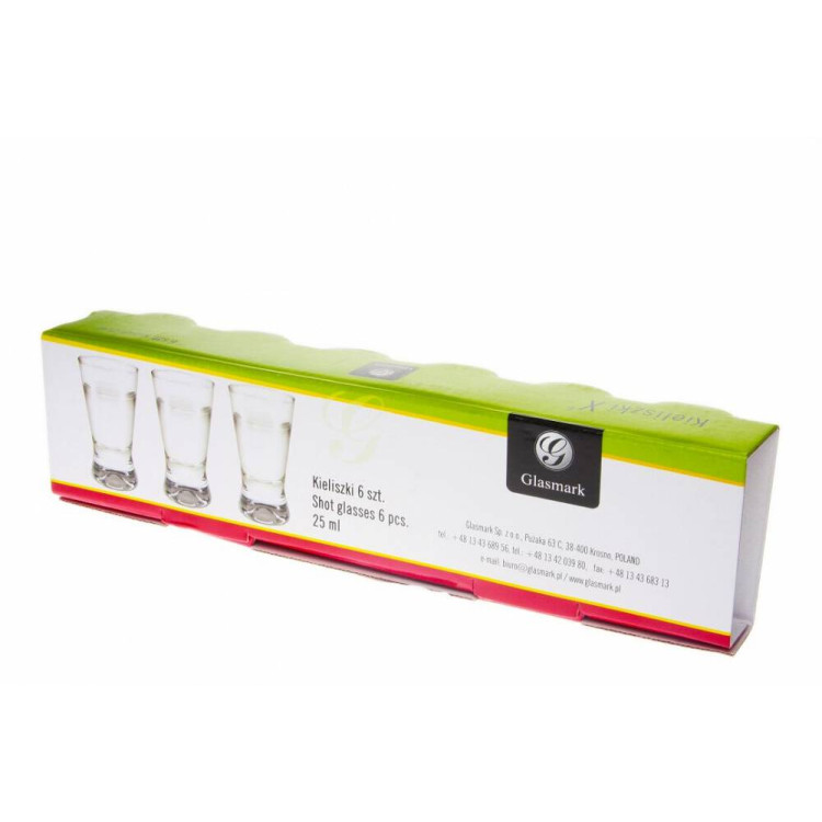 Kieliszki do wódki 25 ml Glasmark IKS komplet 6 sztuk Kieliszki do wódki 25 ml Glasmark IKS komplet 6 sztuk