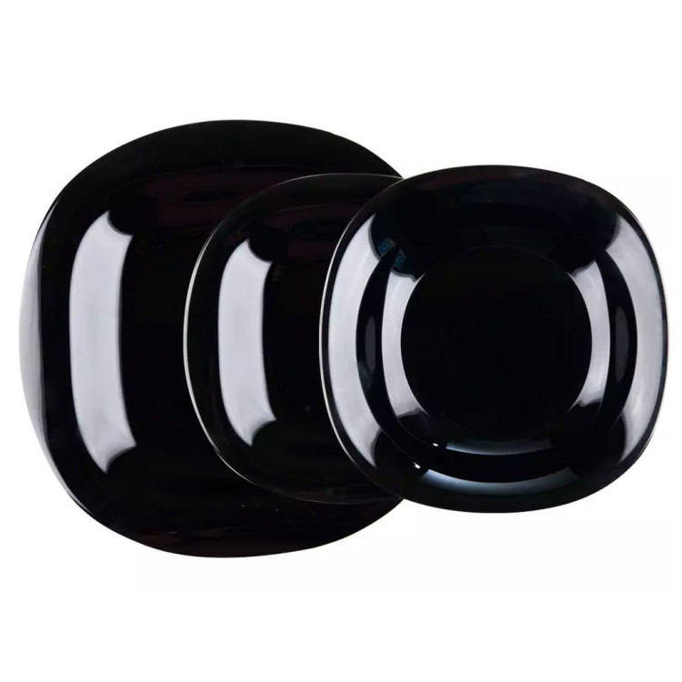 Serwis obiadowy Carine Luminarc 19 elementów czarno białe talerze dla 6 osób