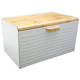 Chlebak metalowo drewniany Krisberg 7608 pojemnik na pieczywo z deską biały