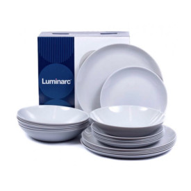 Serwis obiadowy szary Diwali Luminarc 18 elementów talerze dla 6 osób