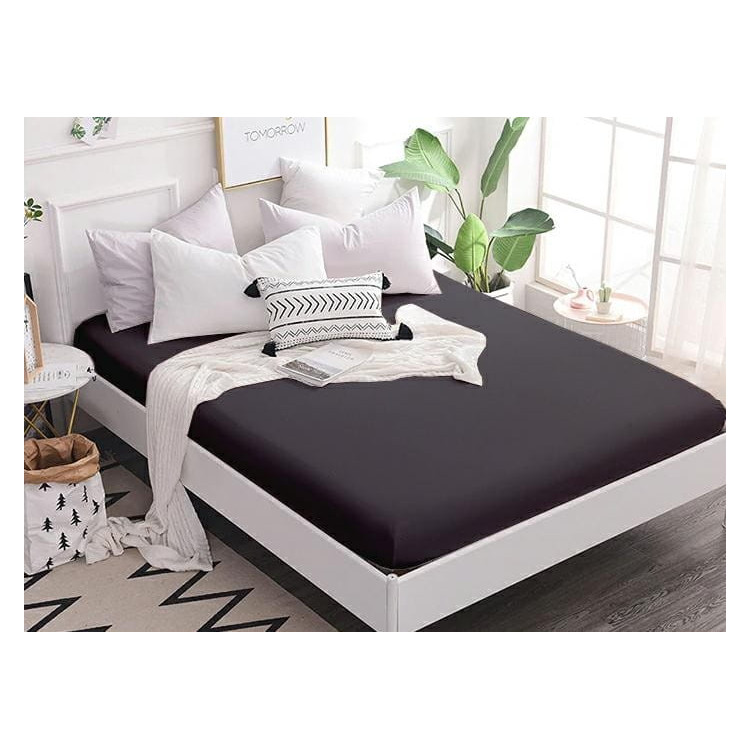 Prześcieradło z gumką Frotte 120x200 cm bawełniane Ciemno szary