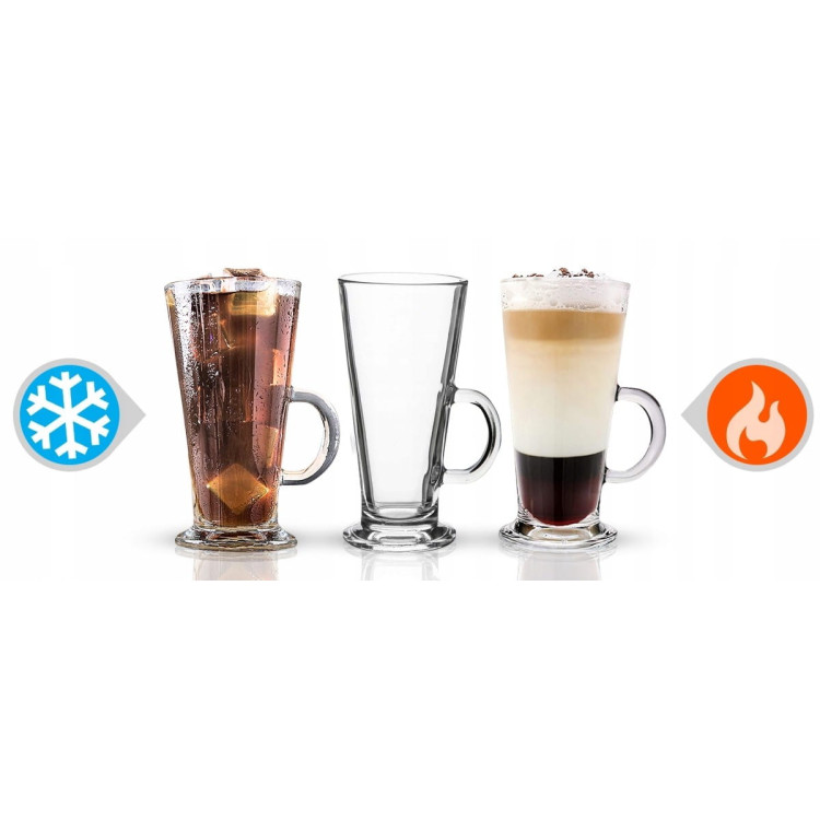 Szklanki do kawy latte Boston 310 ml wysokie zestaw z długimi łyżeczkami 6 sztuk Szklanki do kawy latte Boston 310 ml wysokie zestaw z długimi łyżeczkami 6 sztuk