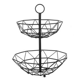 Koszyk na owoce dwupoziomowy geometryczny 2533 w stylu LOFT czarny