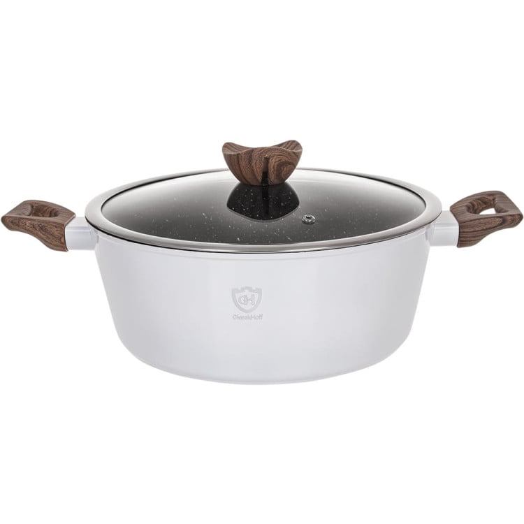 Garnki marmurowe na indukcję GierekHoff GH 1502 patelnia Tefal zestaw 16 elementów Białe Garnki marmurowe na indukcję GierekHoff GH 1502 patelnia Tefal zestaw 16 elementów Białe