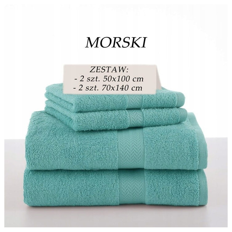 Komplet 4 ręczników kąpielowych Piruu 2x 70x140 i 2 x 50x100 bawełniane frotte morskie Komplet 4 ręczników kąpielowych Piruu 2x 70x140 i 2 x 50x100 bawełniane frotte morskie