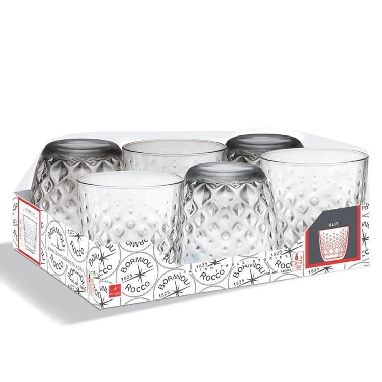 Szklanki do soków napojów Bormioli Glit 300 ml zestaw 6 szklanek Szklanki do soków napojów Bormioli Glit 300 ml zestaw 6 szklanek