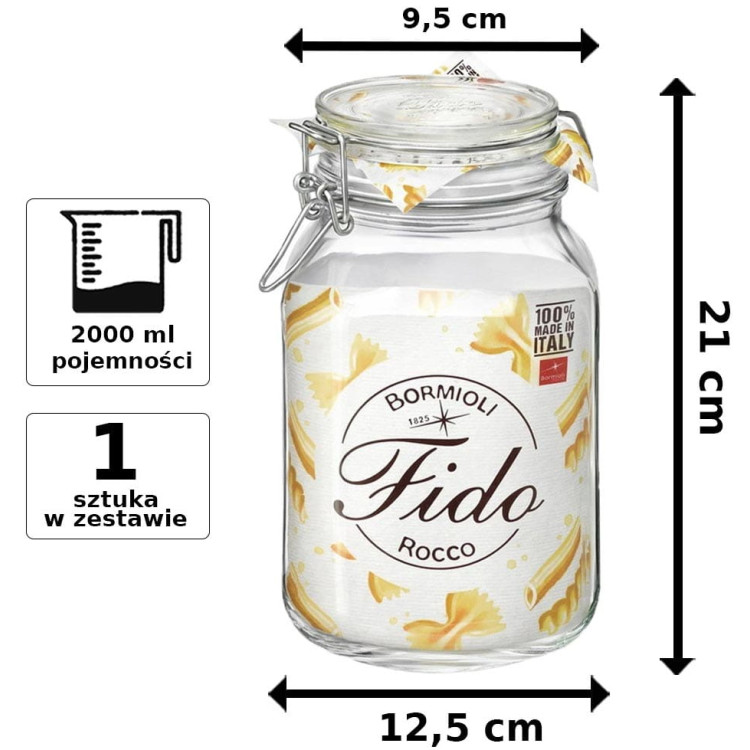 Słoik szklany z pokrywką Bormioli Rocco Fido 2 litry