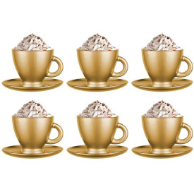 Serwis kawowy na 6 osób Glasmark Roma zestaw 6 złotych filiżanek ze spodkami