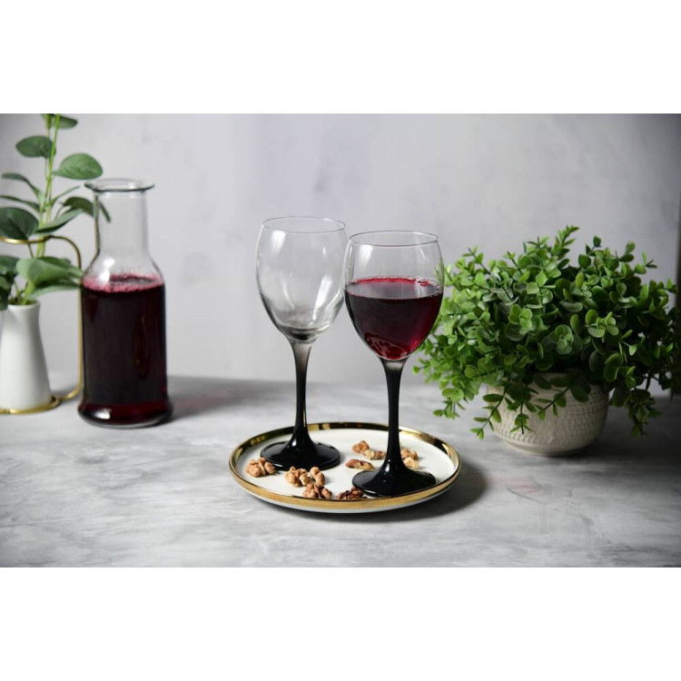 Kieliszki do wina  Glasmark 300 ml komplet 6 sztuk z czarną nóżką