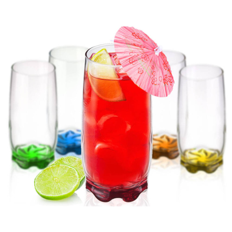 Szklanki do drinków wysokie Glasmark kolorowe dno 350 ml zestaw 6 szklanek