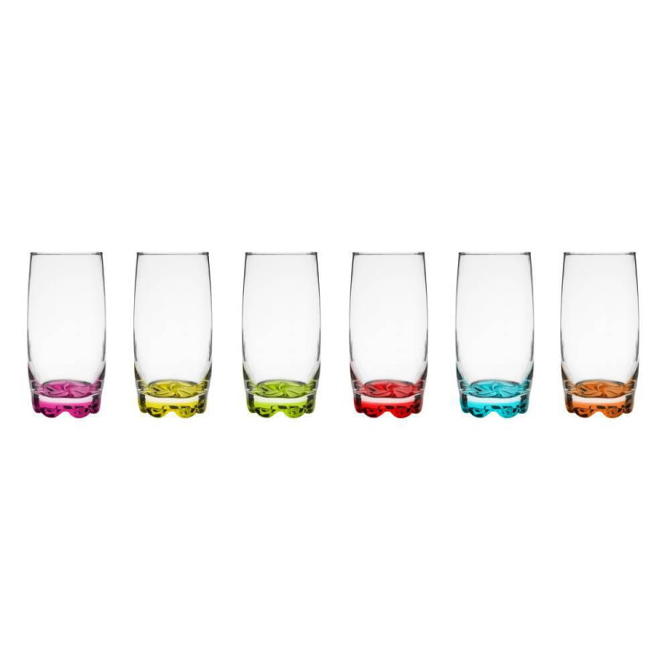 Szklanki do drinków wysokie Glasmark kolorowe dno 350 ml zestaw 6 szklanek
