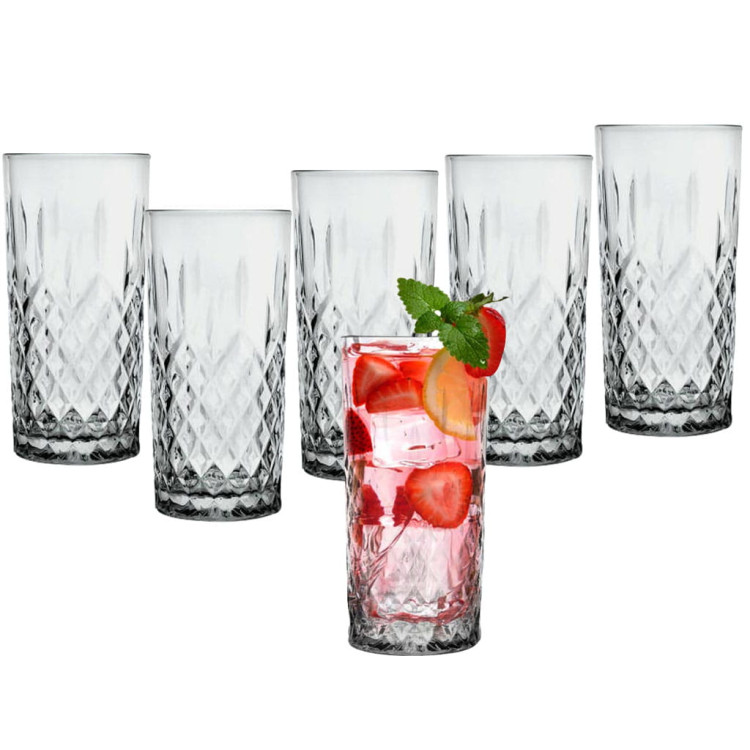 Szklanki do drinków napojów Glasmark wysokie 300 ml zestaw 6 szklanek szare