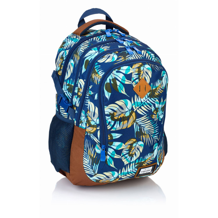 Plecak szkolny czterokomorowy młodzieżowy Blue Jungle Head Plecak szkolny czterokomorowy młodzieżowy Blue Jungle Head