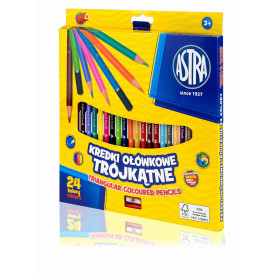 Kredki ołówkowe trójkątne Astra 24 kolory