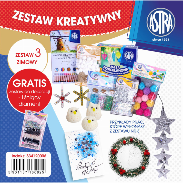 Zestaw kreatywny dla dzieci nr 3 - zimowy  - ozdobne pudełko