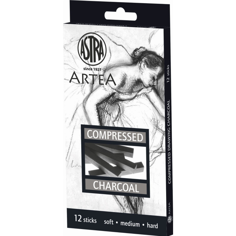 Zestaw węgli prasowanych Astra Artea 12 sztuk, 4 medium, 4 soft, 4 hard - czarny