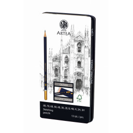 Zestaw ołówków do szkicowania Astra Artea mix 12 sztuk metalowym pudełku