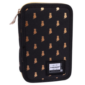 Piórnik czarny podwójny piórnik Head ze złotymi kotkami