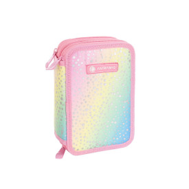 Piórnik trzykomorowy Astrabag Ombre z srebrnym wzorem fluo