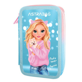 Piórnik jednokomorowy Astrabag Top Teens ombre z lalką Sofi
