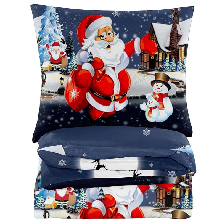 Pościel świąteczna 200x220 bawełna satynowa 3D Cotton World gruba 3 części 2396 mikołaj i bałwanek Pościel świąteczna 200x220 bawełna satynowa 3D Cotton World gruba 3 części 2396 mikołaj i bałwanek