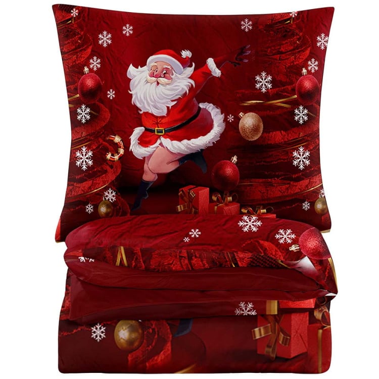 Pościel świąteczna 200x220 bawełna satynowa 3D Cotton World gruba 3 części 2391 mikołaj Pościel świąteczna 200x220 bawełna satynowa 3D Cotton World gruba 3 części 2391 mikołaj