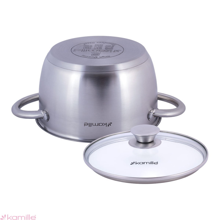 Garnek ze stali nierdzewnej 2L z pokrywką 18cm Kamille KM 4901 Garnek ze stali nierdzewnej 2L z pokrywką 18cm Kamille KM 4901