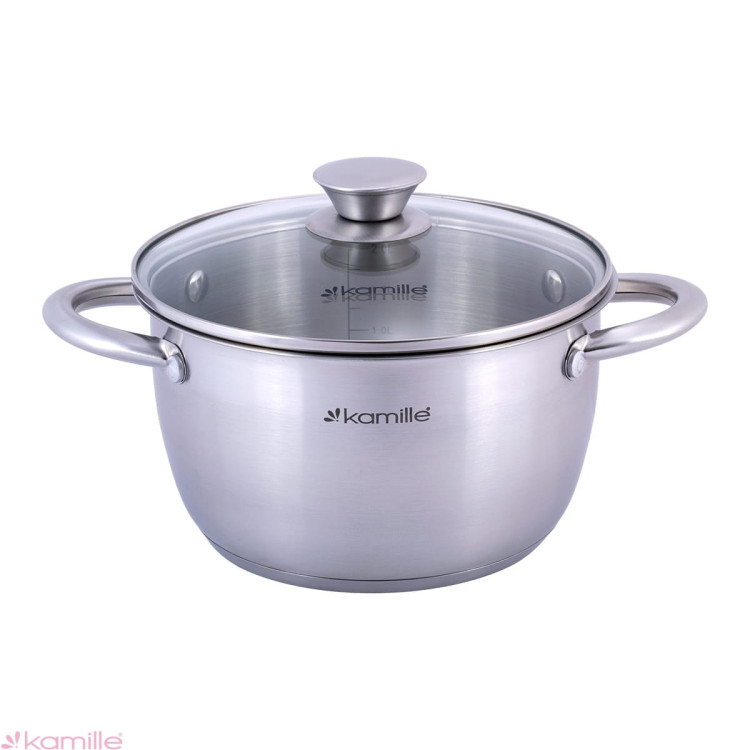 Garnek ze stali nierdzewnej 5L z pokrywką 24cm Kamille KM 4903 Garnek ze stali nierdzewnej 5L z pokrywką 24cm Kamille KM 4903
