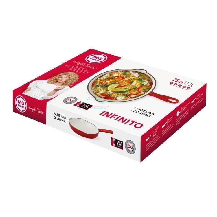 Patelnia żeliwna MG home Immortale 25 cm z powłoką emaliowaną Patelnia żeliwna MG home Immortale 25 cm z powłoką emaliowaną