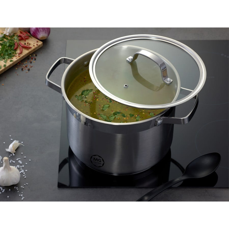 Garnek wysoki z pokrywką ze stali nierdzewnej 24 cm MG Home Professional