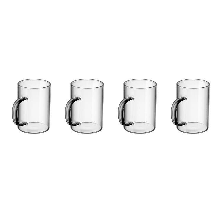 Zestaw szklanek żaroodpornych RENZA 4x 300ml z czarną rączką MGHOME Zestaw szklanek żaroodpornych RENZA 4x 300ml z czarną rączką MGHOME