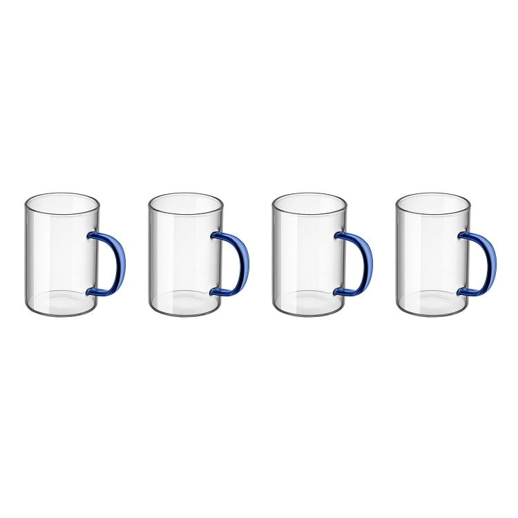 Zestaw szklanek żaroodpornych RENZA 4x 300ml z granatową rączką MGHOME Zestaw szklanek żaroodpornych RENZA 4x 300ml z granatową rączką MGHOME