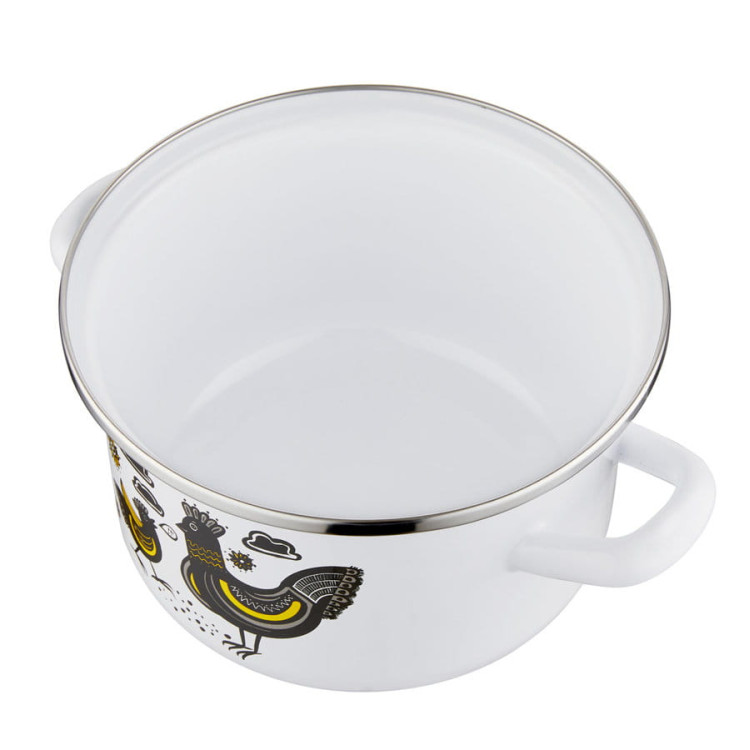 Garnek emaliowany z pokrywką 22 cm Pleszew kurka chmurka Garnek emaliowany z pokrywką 22 cm Pleszew kurka chmurka