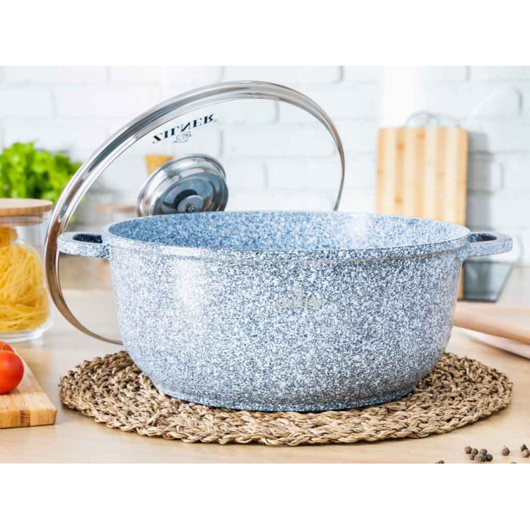 Garnek z pokrywką marmurowy Zilner ZL 7074 6.8L na indukcję 28 cm