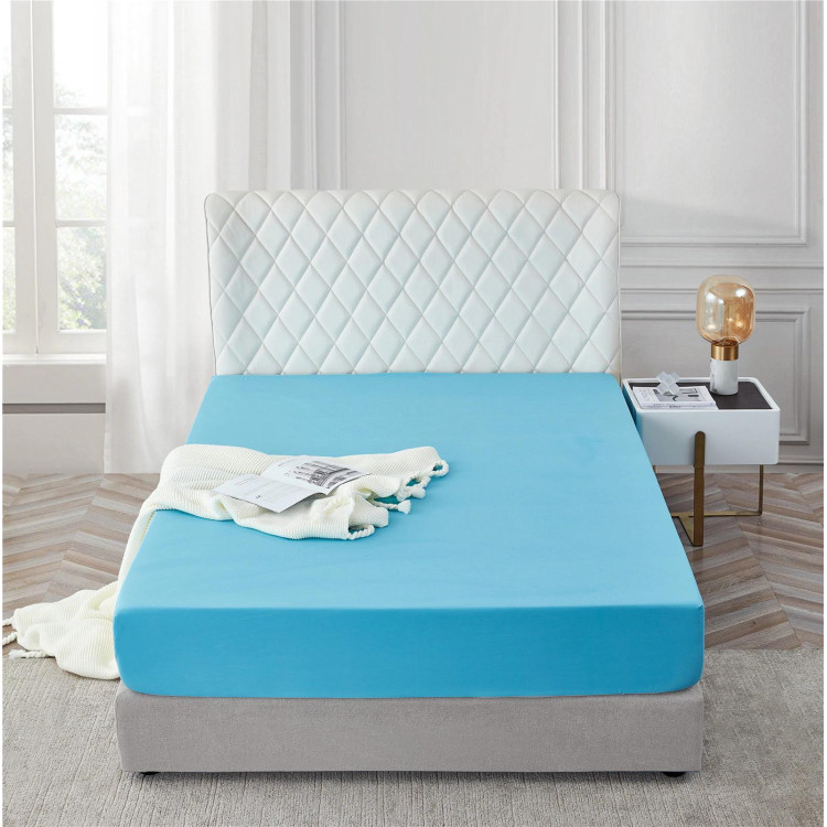 Prześcieradło 160x200 Cotton World bawełniane grube premium z gumką niebieskie Prześcieradło 160x200 Cotton World bawełniane grube premium z gumką niebieskie