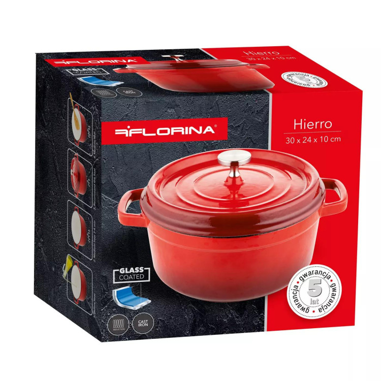 Garnek żeliwny emaliowany Florina Hierro 3.5L cieżki na indukcję Garnek żeliwny emaliowany Florina Hierro 3.5L cieżki na indukcję