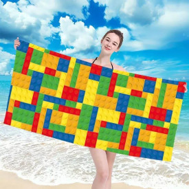 Ręcznik plażowy 180x100 duży mikrofibra realistyczny wzór W21 klocki